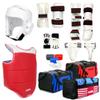 AAMA Complete Taekwondo Sparring Protective Gear Equipment Set w/ Shin Instep and Hand Protector Glove - White view 1