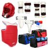 AAMA Complete Taekwondo Sparring Protective Gear Equipment Set w/Shin Guard - Red view 1