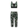 Kaerm Kids Girls Athletic Tracksuit Gymnastics Workout Activewear Cut Out Sport Crop Top Pants Outfits Camouflage Green 14 Years view 1