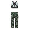 Kaerm Kids Girls Athletic Tracksuit Gymnastics Workout Activewear Cut Out Sport Crop Top Pants Outfits Camouflage Green 14 Years view 2