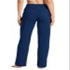 Willit Women's Cotton Sweatpants Yoga Lounge Open Bottom Sports Pants Straight Leg Casual Pants with Pockets Navy Blue XL view 2