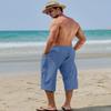 EKLENTSON Mens Long Shorts Cotton Linen Pants for Men Casual Beach Yoga Capri Pants Lounge Baggy Trousers, Light Blue, 38 view 4