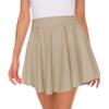 Afibi Casual Mini Stretch Waist Flared Plain Pleated Skater Skirt (XX-Large, Khaki) view 3