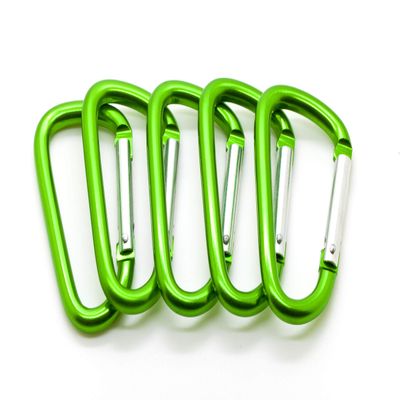 3" Aluminum Carabiner D Shape Buckle Pack, Keychain Clip, Spring Snap Key Chain Clip Hook Buckle (Green 3" (100 Pack))