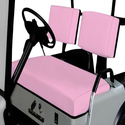 Bar Stool Covers 4 less EZGO Marathon Golf Cart Front Seat Cover Replacement Set Made with Premium Marine Grade Vinyl - Staple On Installation (Pink)