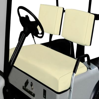 Bar Stool Covers 4 Less EZGO Marathon Golf Cart Front Seat Cover Replacement Set Made with Premium Marine Grade Vinyl - Staple On Installation (Off White)