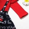XFGLCK Toddler Baby Girls Valentines Day Outfit Ruffle Long Sleeve Shirt Tops +Heart Print Suspender Skirt 2Pcs Set (Red+Black, 18-24 Months) view 4