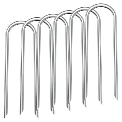 Trampoline Stakes U Shaped Anchors Heavy Duty Metal 12'' - Long Trampolines Ground Wind Stakes for Soccer Goals, Camping Tents, Garden Decoration (6pcs)