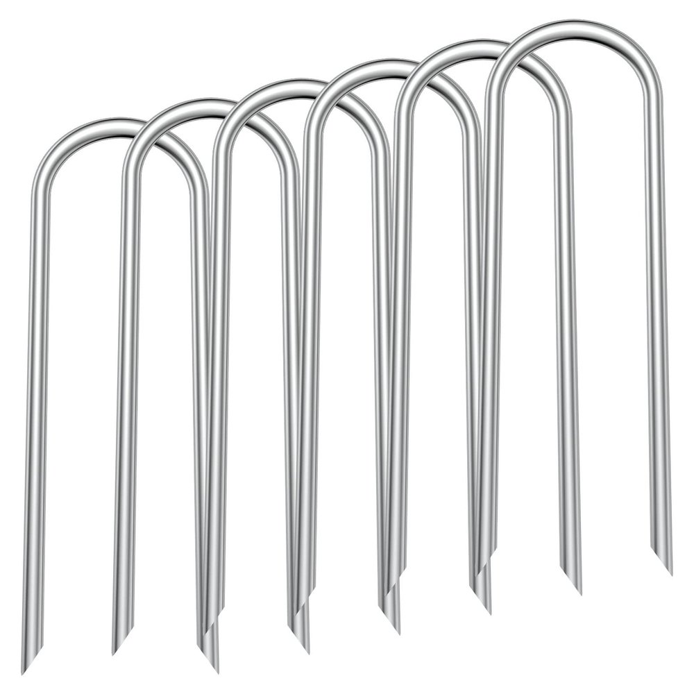 Trampoline Stakes U Shaped Anchors Heavy Duty Metal 12'' - Long Trampolines Ground Wind Stakes for Soccer Goals, Camping Tents, Garden Decoration (6pcs)