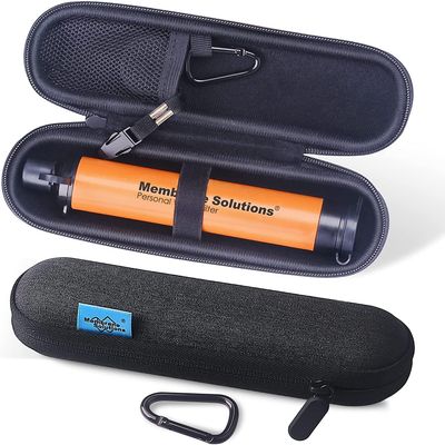 Membrane Solutions Personal Water Filter Straw with an Official Carry Case, Emergency Water Filter and Case Survival, Lightweight Water Purifier with Zip Lock Bag for Camping Hiking Gear(Orange)