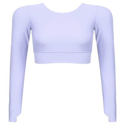 Hansber Women's Criss Cross Compression Crop Top Long Sleeve Yoga Sport Tops Sexy Workout Shirts with Thumb Holes Light_Purple S
