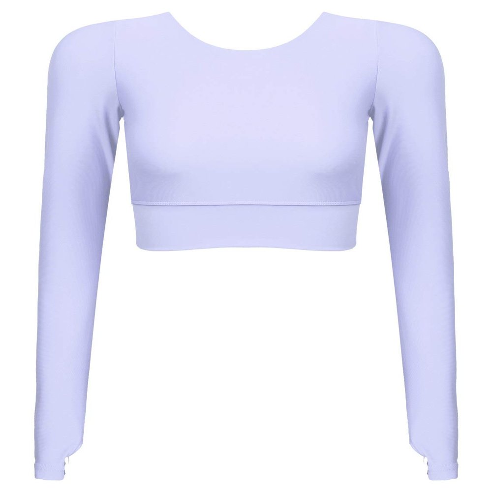 Hansber Women's Criss Cross Compression Crop Top Long Sleeve Yoga Sport Tops Sexy Workout Shirts with Thumb Holes Light_Purple S