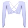 Hansber Women's Criss Cross Compression Crop Top Long Sleeve Yoga Sport Tops Sexy Workout Shirts with Thumb Holes Light_Purple S view 2