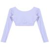 Hansber Women's Criss Cross Compression Crop Top Long Sleeve Yoga Sport Tops Sexy Workout Shirts with Thumb Holes Light_Purple S view 3