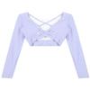 Hansber Women's Criss Cross Compression Crop Top Long Sleeve Yoga Sport Tops Sexy Workout Shirts with Thumb Holes Light_Purple S view 4