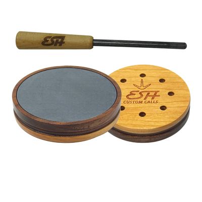 ESH Walnut Cherry Slate Turkey Pot Call with Dymondwood Striker Realistic Hen Sounds for Turkey Hunting Beginner & Pro Friction Call