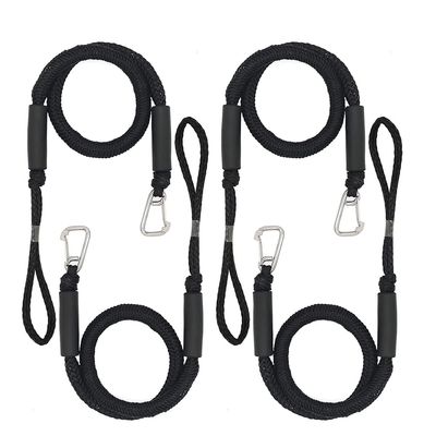 Bungee Dock Lines, Boat Ropes for Docking,Mooring Rope with Stainless Steel Clip - Accessories for Boats, PWC, Kayak, Watercraft,Jet Ski, Pontoon, Canoe, Power Boat Black 4-Pack