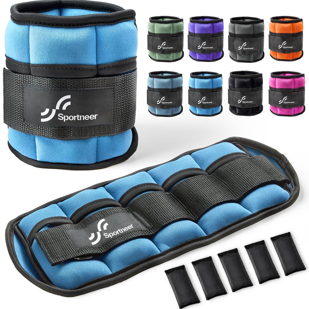 Sportneer Adjustable Ankle Wrist Weights for Men Women Kids, Adjustable Leg & Cuff Weight Straps for Fitness, Walking, Running, Aerobics, Yoga, Gym | 2 lbs for Each Ankle, 1 Pair total weight 4 lbs