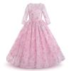 Embroidered Floral Flower Girl Lace Dress for Kids Wedding Bridesmaid Pageant Party Prom Formal Ball Gown Princess Tulle Dresses for Casual Photography Photoshoot Dusty Pink 3-4T view 1