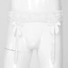 ACSUSS Men Sheer Lace Suspenders Sissy Lingerie Bowknot Elastic Waistband Garter Belt for Stockings White OneSize view 3