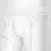 ACSUSS Men Sheer Lace Suspenders Sissy Lingerie Bowknot Elastic Waistband Garter Belt for Stockings White OneSize view 4