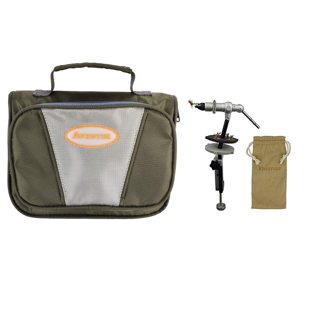 Riverruns Quality Rotary Fly Tying Vise Fly Tying Tools Fly Tying Materials (Aluminum Fly Tying Vise with Fly Tying Bag)