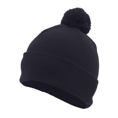 Pacific Headwear Knit Fold Over Pom-Pom Beanie, Navy, OS