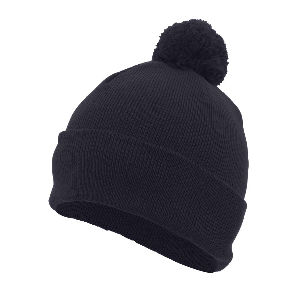 Pacific Headwear Knit Fold Over Pom-Pom Beanie, Navy, OS