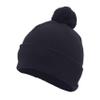 Pacific Headwear Knit Fold Over Pom-Pom Beanie, Navy, OS view 1