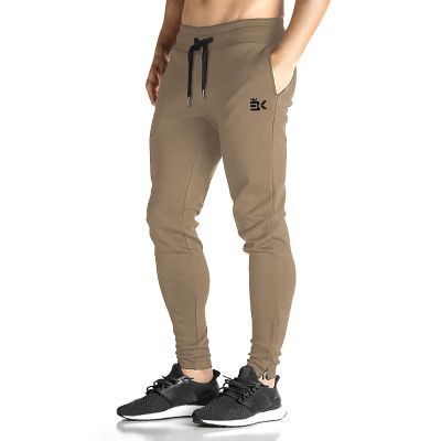 BROKIG Mens Zip Joggers Pants - Casual Gym Workout Track Pants Comfortable Slim Fit Tapered Sweatpants with Pockets (XX-Large, Beige)