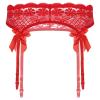 ACSUSS Men Sheer Lace Suspenders Sissy Lingerie Bowknot Elastic Waistband Garter Belt for Stockings Red OneSize view 2