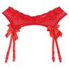 ACSUSS Men Sheer Lace Suspenders Sissy Lingerie Bowknot Elastic Waistband Garter Belt for Stockings Red OneSize view 4