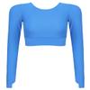 Hansber Women's Criss Cross Compression Crop Top Long Sleeve Yoga Sport Tops Sexy Workout Shirts with Thumb Holes Blue L view 1