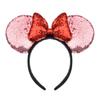 A Miaow 3D Black Mouse Sequin Ears Headband MM Glitter Butterfly Hair Clasp Park Supply Adults Women Photo Accessory (Pink and Red) view 1