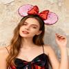A Miaow 3D Black Mouse Sequin Ears Headband MM Glitter Butterfly Hair Clasp Park Supply Adults Women Photo Accessory (Pink and Red) view 2