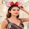 A Miaow 3D Black Mouse Sequin Ears Headband MM Glitter Butterfly Hair Clasp Park Supply Adults Women Photo Accessory (Pink and Red) view 3