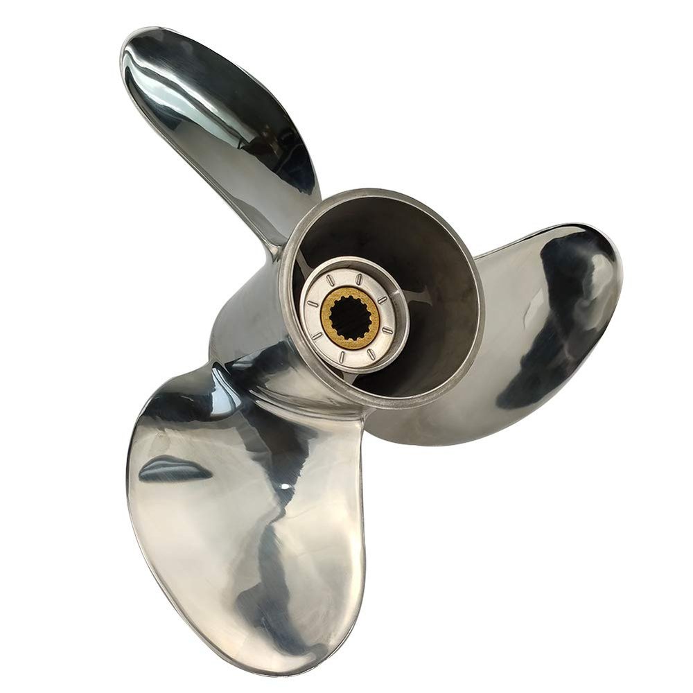 Yoofosun DF70 80 90 100 115 140HP 15 Tooth Stainless Steel Propeller 4 Stroke RH Boat SS Prop for Suzuki Outboard Motor Engine with Rubber Hub (14 (Dia) x 17 (Pitch))
