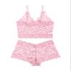 Lilosy Sexy Women Floral Lace Pajamas Lingerie Set High Waist Sheer Sleepwear See Through Nightwear Bow Ties Cami Shorts Bra and Panty 2 Piece Pink Medium view 4