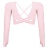 Hansber Women's Criss Cross Compression Crop Top Long Sleeve Yoga Sport Tops Sexy Workout Shirts with Thumb Holes Pink L view 2