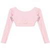 Hansber Women's Criss Cross Compression Crop Top Long Sleeve Yoga Sport Tops Sexy Workout Shirts with Thumb Holes Pink L view 3