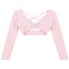 Hansber Women's Criss Cross Compression Crop Top Long Sleeve Yoga Sport Tops Sexy Workout Shirts with Thumb Holes Pink L view 4