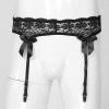 ACSUSS Men Sheer Lace Suspenders Sissy Lingerie Bowknot Elastic Waistband Garter Belt for Stockings Black OneSize view 3
