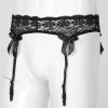 ACSUSS Men Sheer Lace Suspenders Sissy Lingerie Bowknot Elastic Waistband Garter Belt for Stockings Black OneSize view 4