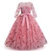 Little Big Girl Flower Tulle Dress Princess Pageant Birthday Party Wedding Formal Floor Long Dance Evening Maxi Gown Cameo Brown 11-12 Years view 2