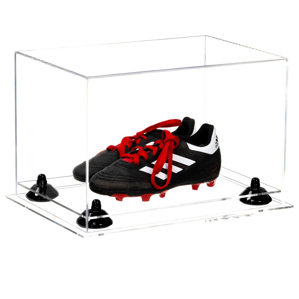 Better Display Cases Acrylic Kids Shoes Display Case - Medium Rectangle Box with Clear Case, Black Risers and Clear Base 12" x 8.25" x 8" (A004, V41)