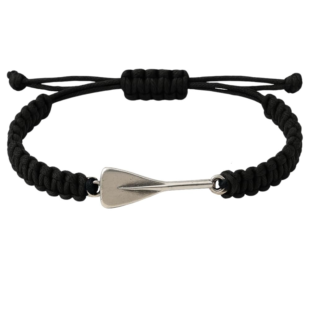 Sportybella Row Oar Charm Bracelet, Rowing Jewelry, Adjustable Rope Oar Charm Bracelet for Men and Women Rowers