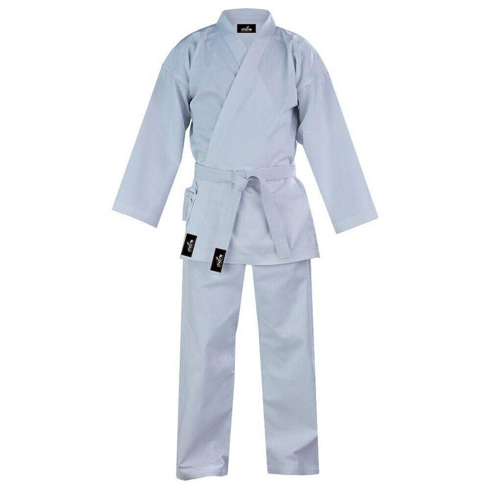ChoCho Track Karate Suit GI Adult Student Aikido Martial Arts Free Belt Kids 110cm to 200cm (2/150cm, White)