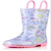 Puddle Play Waterproof Purple Unicorn PVC Rain Boots Easy-On Handles - Size 11 Little Kid view 1