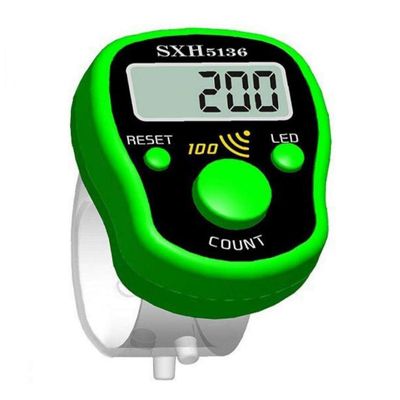 Ayrsjcl 1pc Mini Stitch Marker Row Finger Resettable LCD Electronic Display Finger Hand Tally with Light Random Color