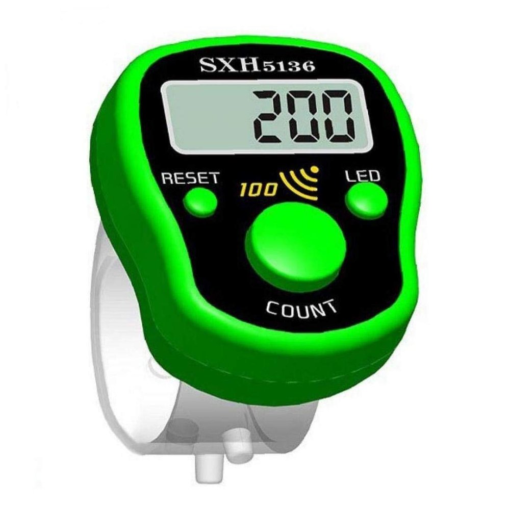 Ayrsjcl 1pc Mini Stitch Marker Row Finger Resettable LCD Electronic Display Finger Hand Tally with Light Random Color